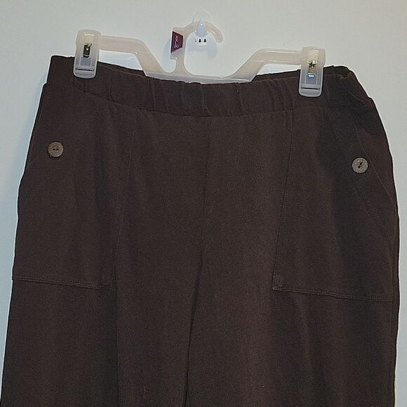 Pure J Jill Women's Brown  Cotton Linen Blend Wide Leg Crop Pants Size PM Petite - Picture 4 of 7